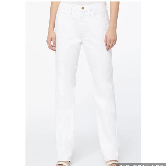 Frame Le Hollywood Straight Leg Jeans in Blanc High Rise - Picture 1 of 9